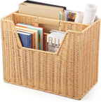 Divided Rattan Magazine Basket