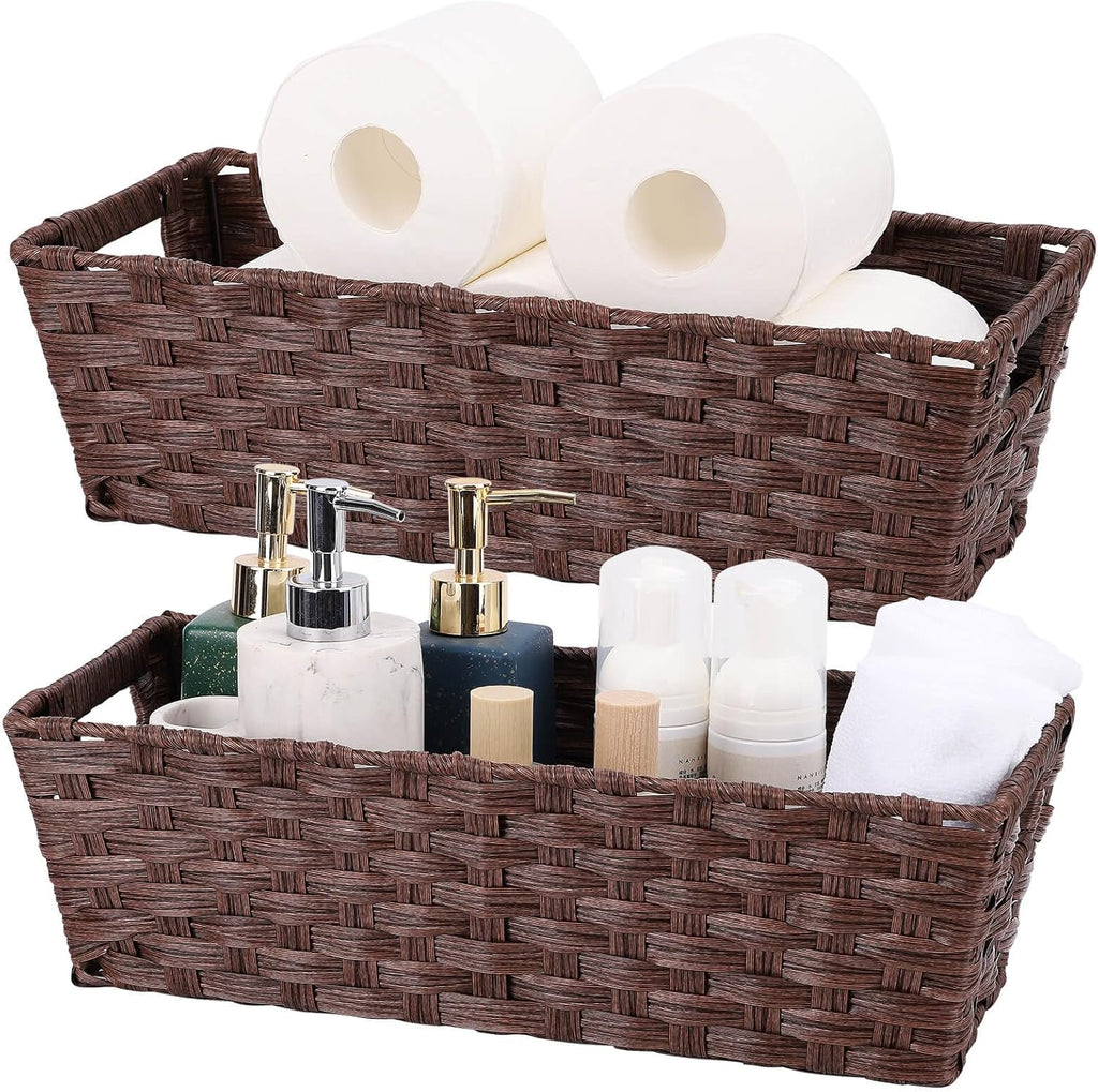 Large Waterproof Wicker Storage Baskets - Set of 2