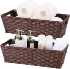 Large Waterproof Wicker Storage Baskets - Set of 2