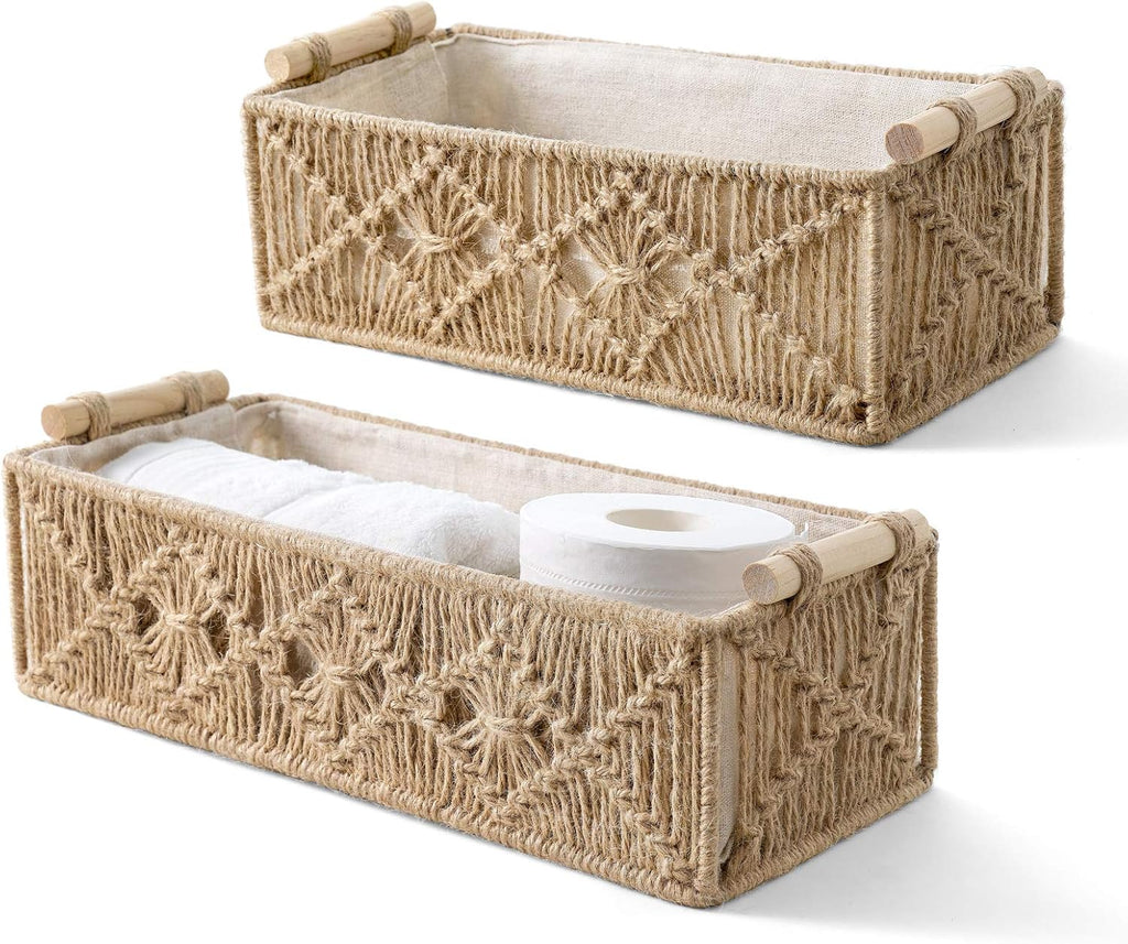 Ivory Boho Macrame Storage Baskets - Set of 2