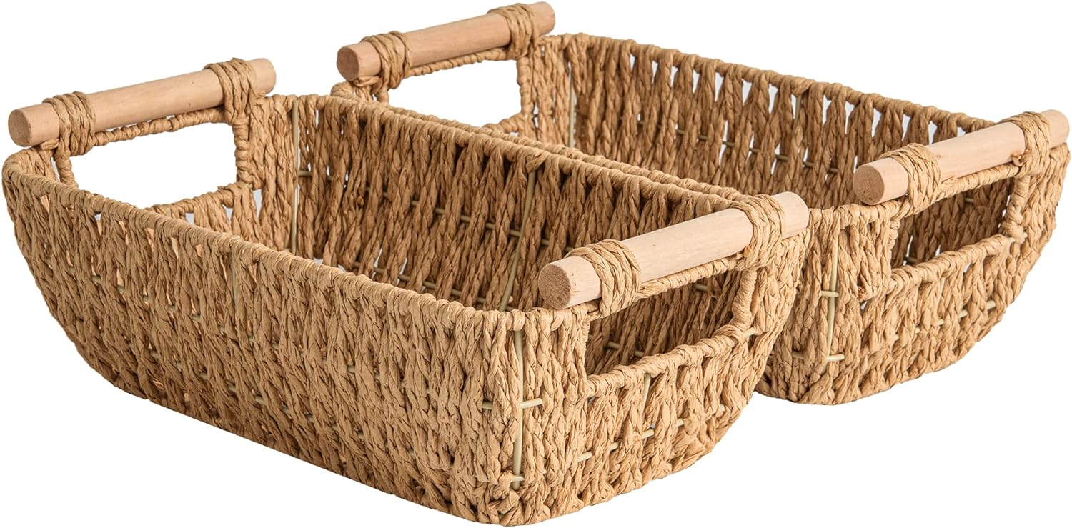 Large Water Hyacinth Storage Baskets - Set of 2
