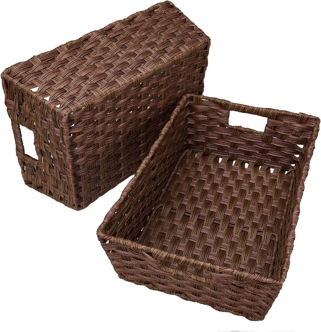 Large Waterproof Wicker Storage Baskets - Set of 2