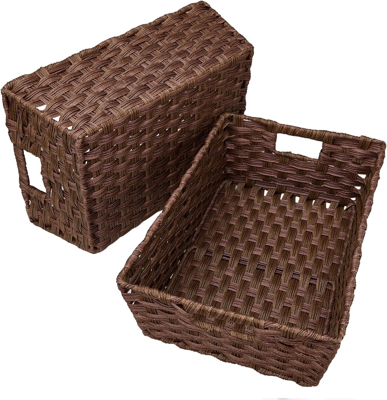Large Waterproof Wicker Storage Baskets - Set of 2