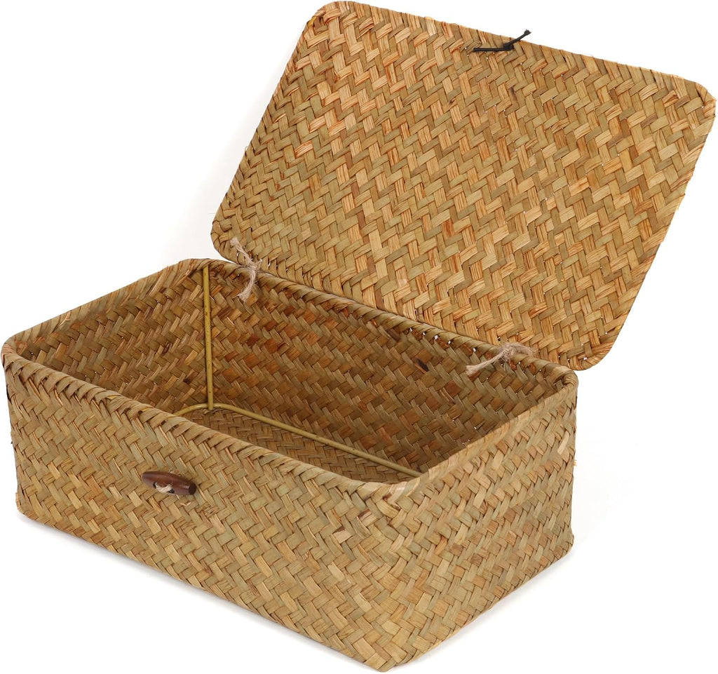 Small Seagrass Shelf Basket with Lid