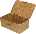 Small Seagrass Shelf Basket with Lid