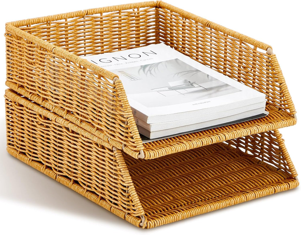 Woven A4 Desk Paper Trays - Set of 2