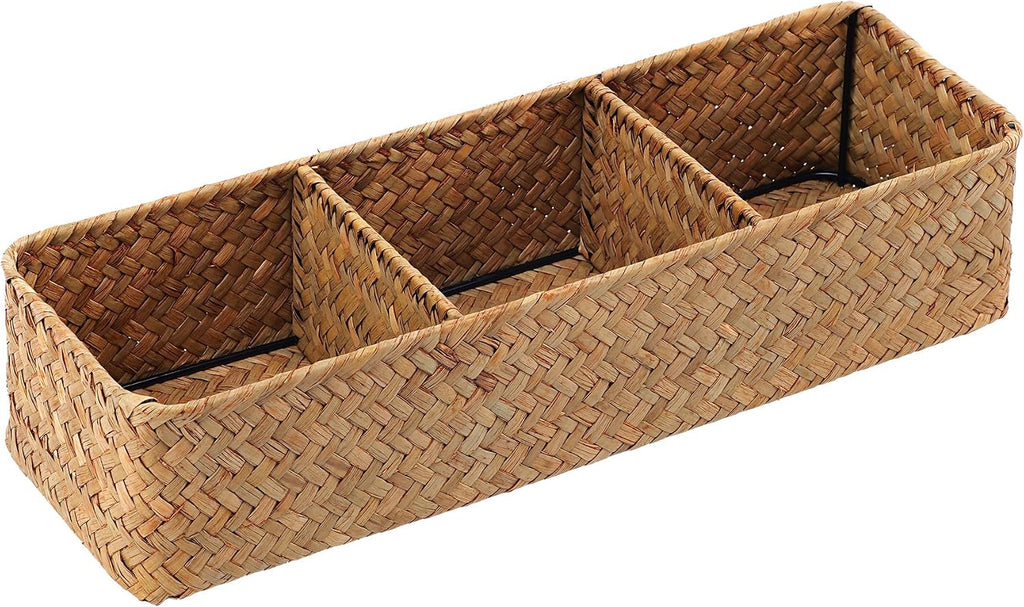 Four-Section Seagrass Tea & Sugar Organizer
