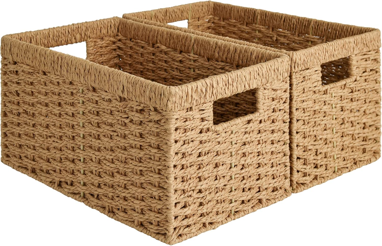 Natural Water Hyacinth Shelf Baskets - Set of 2