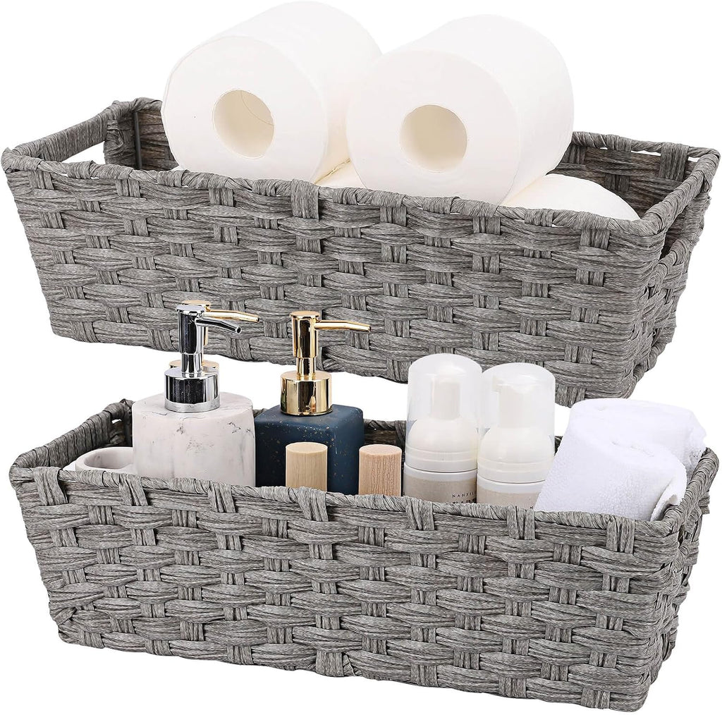 Large Waterproof Wicker Storage Baskets - Set of 2