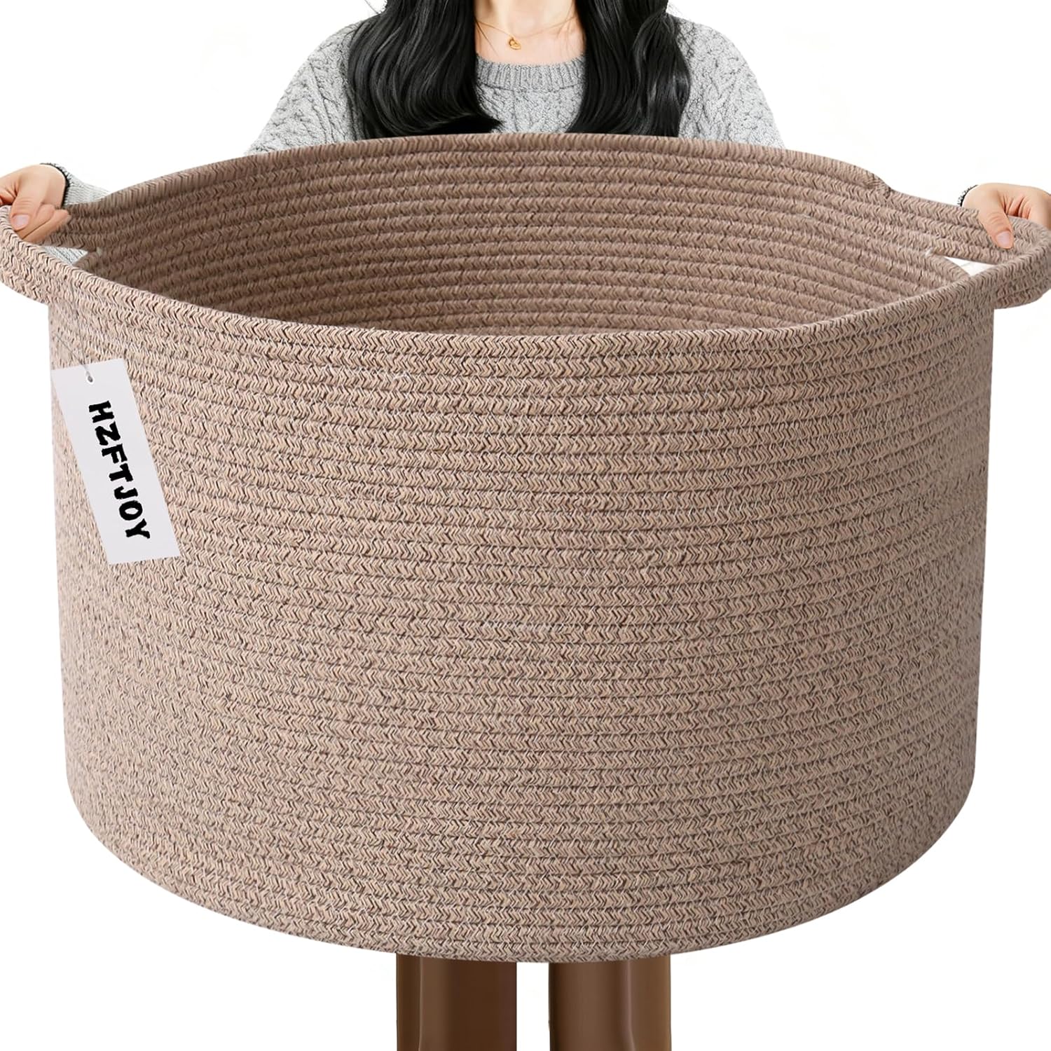 Cesta de manta tejida grande