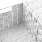 White Wicker Storage Baskets with Lids - Set of 3