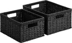 Natural Water Hyacinth Shelf Baskets - Set of 2
