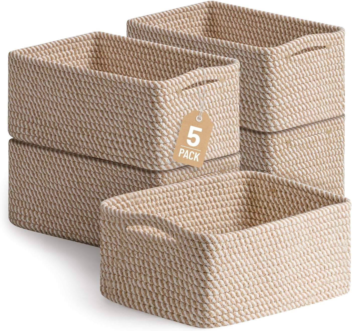 Small Cotton Rope Storage Baskets - Set of 5