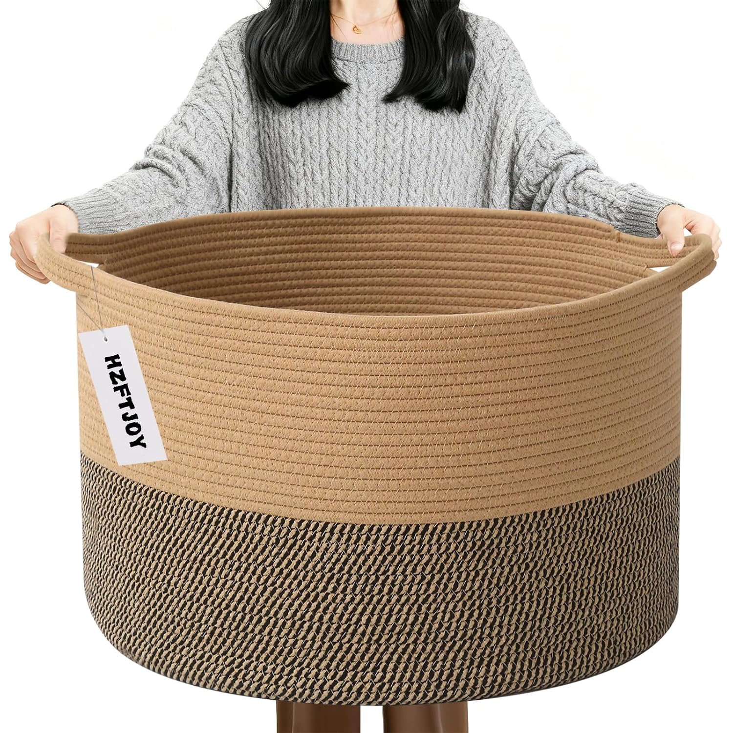 Cesta de manta tejida grande