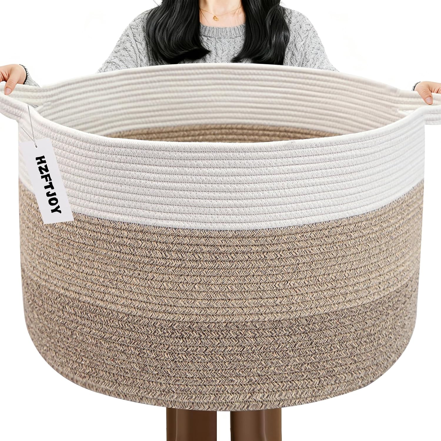Cesta de manta tejida grande