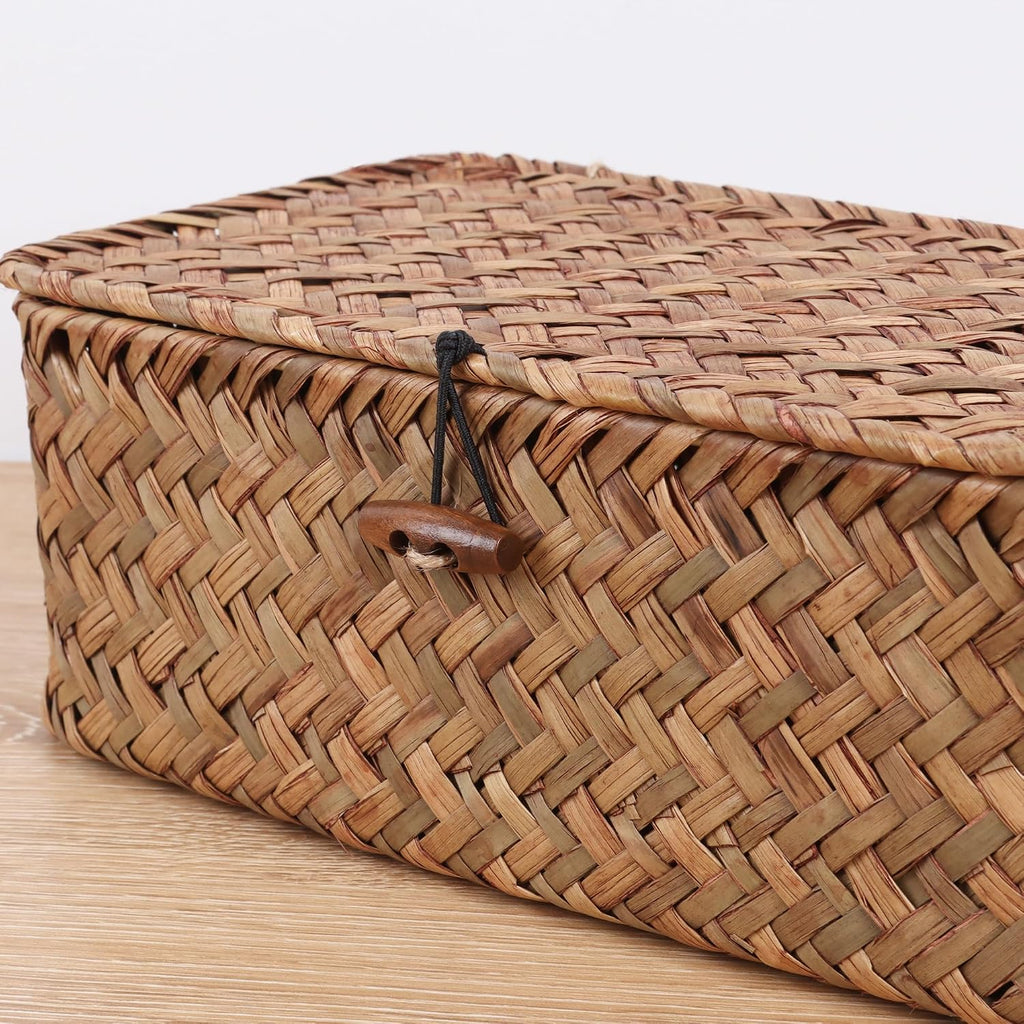 Small Seagrass Shelf Basket with Lid
