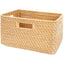 Hand-Woven Natural Rattan Storage Basket - Rectangular Decorative Woven