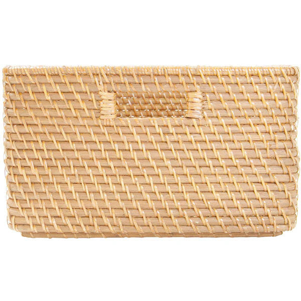 Hand-Woven Natural Rattan Storage Basket - Rectangular Decorative Woven