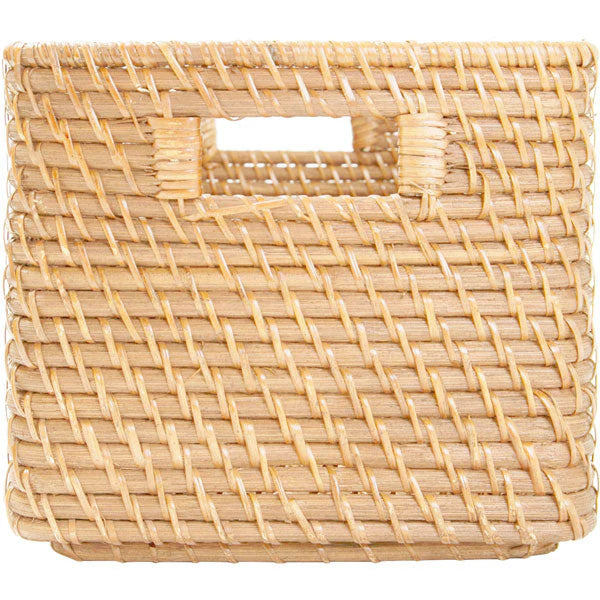 Hand-Woven Natural Rattan Storage Basket - Rectangular Decorative Woven