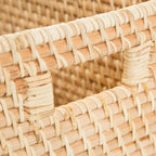 Hand-Woven Natural Rattan Storage Basket - Rectangular Decorative Woven