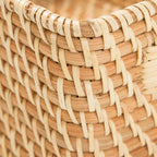 Hand-Woven Natural Rattan Storage Basket - Rectangular Decorative Woven