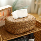 Woven Tissue Box Cover – Decorative Tissue Holder for Bathroom, Bedroom & Living Room-091604-cc