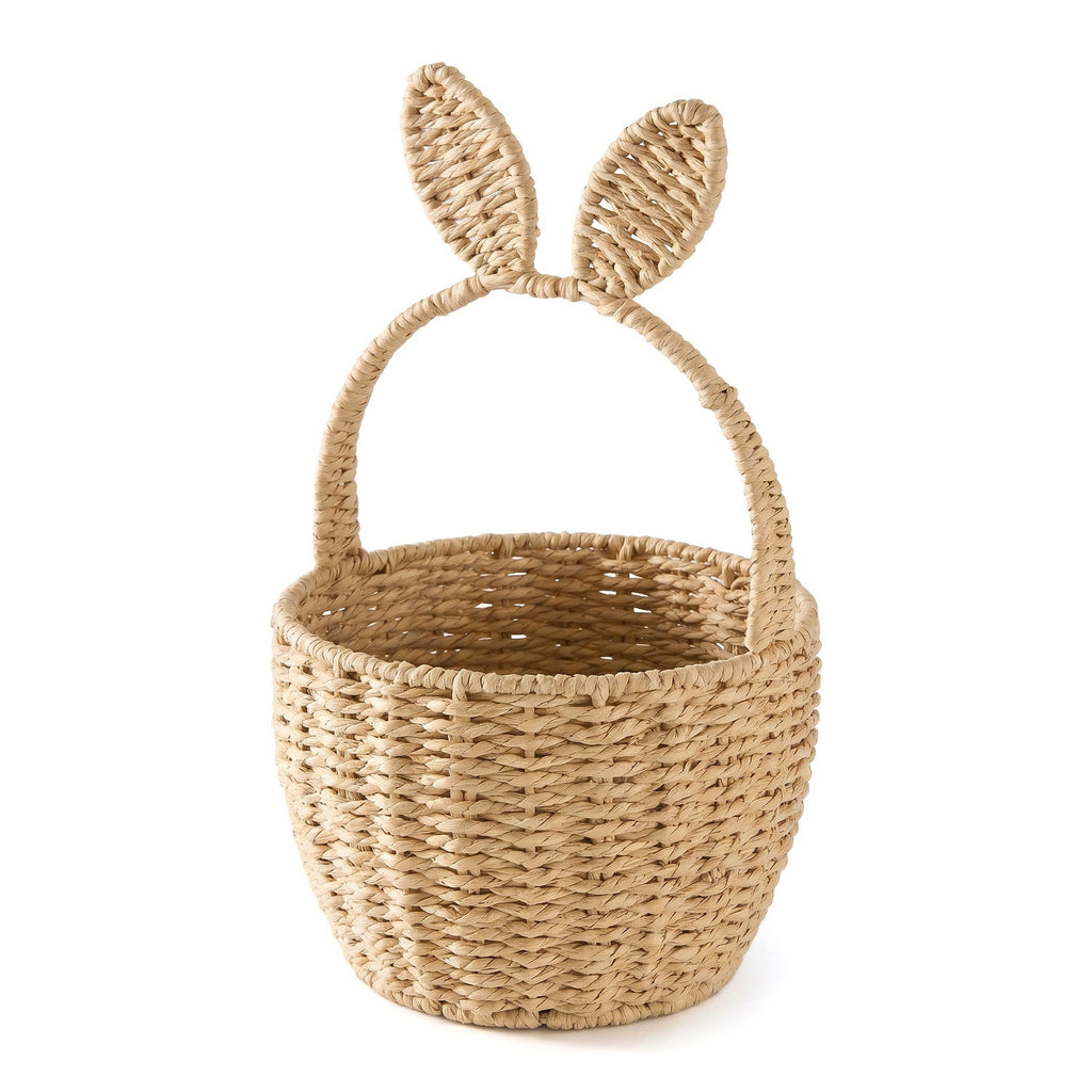 Woven Bunny Ear Easter Basket with Handle – Decorative Egg Hunt & Gift Basket for Kids-091621-cc