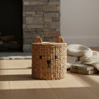 Cute Bear Woven Storage Basket with Lid – Kids Room Toy & Nursery Organizer