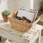 Woven Storage Basket with Metal Stand, Decorative Countertop Organizer for Magazines, Blankets, Fruit, Flowers & Home Storage-cc-091815