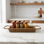 Woven Bathtub Tray with Handles – Spa Bath Caddy & Multipurpose Countertop Organizer-cc-091717