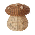 Rattan Mushroom Woven Storage Basket with Lid – Decorative Toy Organizer for Kids Room & Nursery-091609-cc