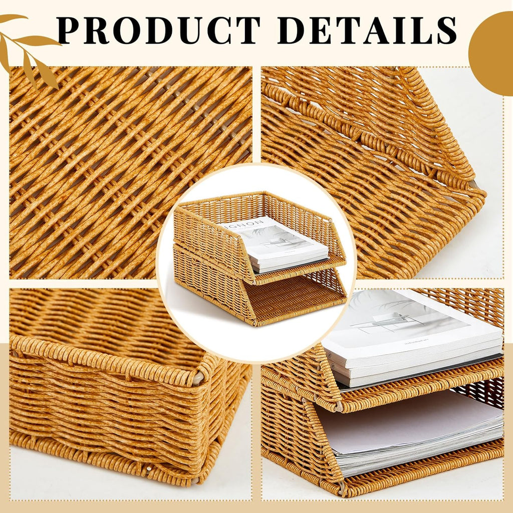Woven A4 Desk Paper Trays - Set of 2