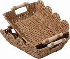 Scalloped Gift Baskets with Wooden Handles - Set of 2