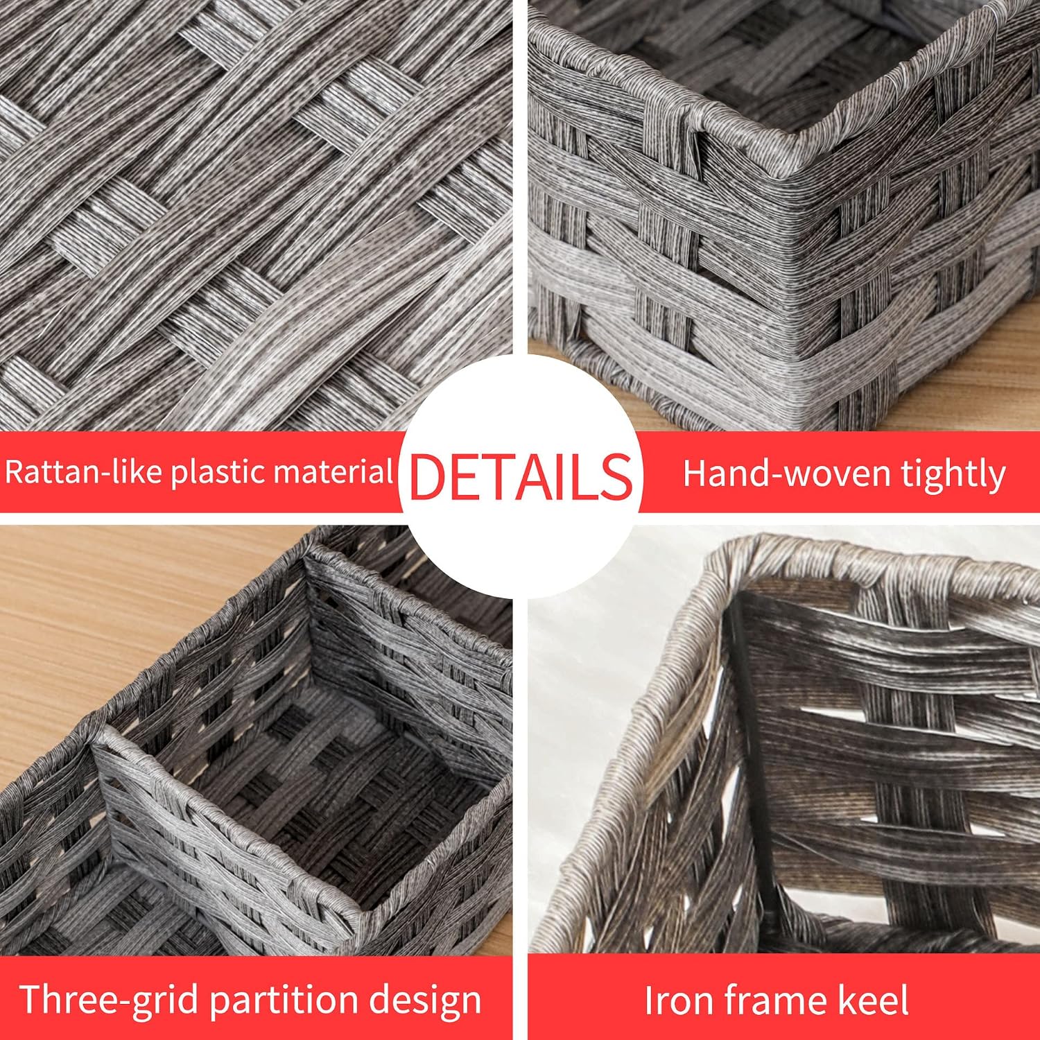 Divided Wicker Toilet Tank Basket