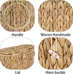 Slim Water Hyacinth Toilet Paper Basket with Lid