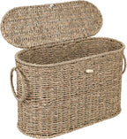 Slim Water Hyacinth Toilet Paper Basket with Lid