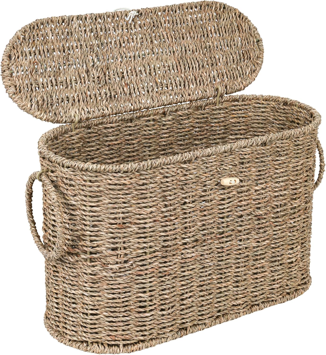 Slim Water Hyacinth Toilet Paper Basket with Lid