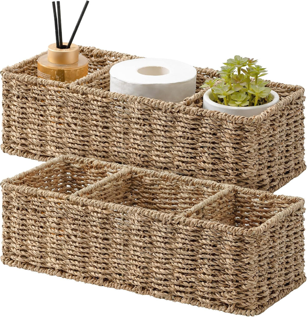 Water Hyacinth Toilet Tank Baskets - Set of 2