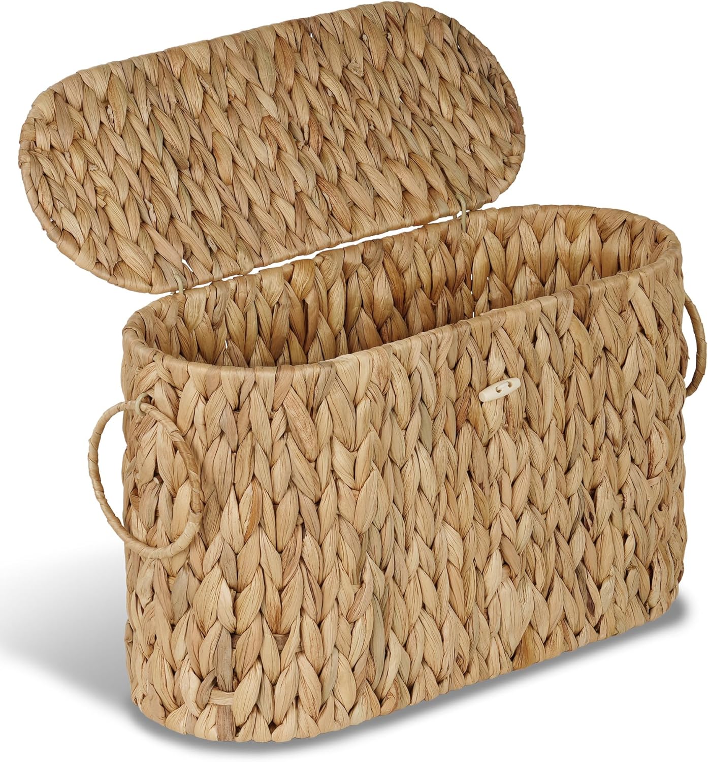 Slim Water Hyacinth Toilet Paper Basket with Lid