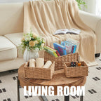 Natural Paper Rope Storage Baskets - Set of 3
