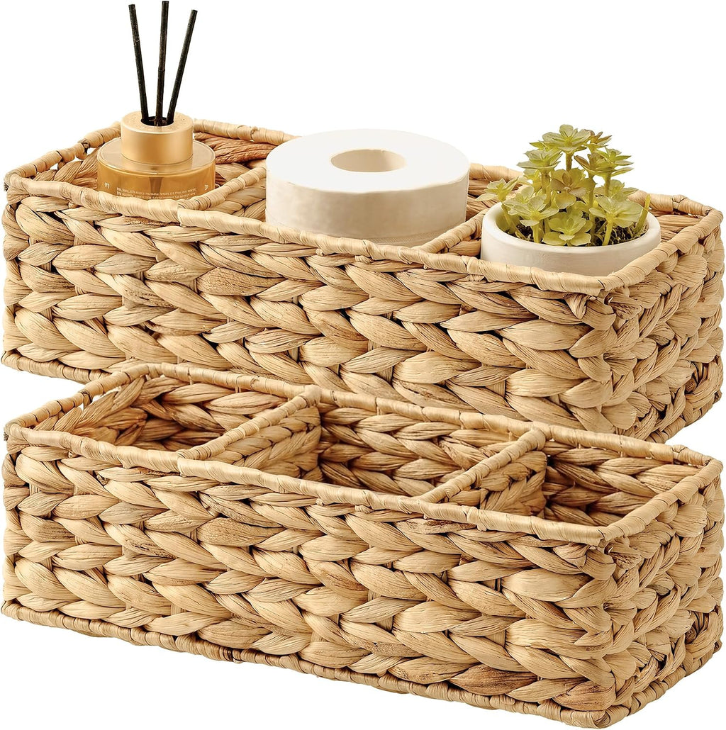 Water Hyacinth Toilet Tank Baskets - Set of 2