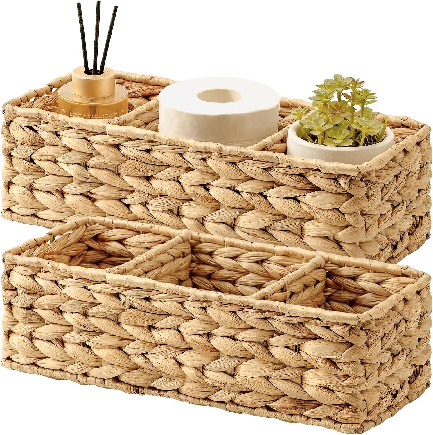 Water Hyacinth Toilet Tank Baskets - Set of 2