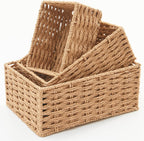 Natural Paper Rope Storage Baskets - Set of 3