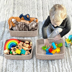 White & Brown Woven Storage Baskets - Set of 3