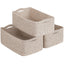White & Brown Woven Storage Baskets - Set of 3