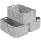 White & Brown Woven Storage Baskets - Set of 3