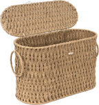 Slim Water Hyacinth Toilet Paper Basket with Lid