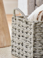 Cestas de almacenamiento con efecto de mimbre de pl�stico gris (juego de 2)