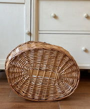 Willow Baby Bassinet Cradle Basket, Natural Light Brown Woven Oval Crib with Arch Canopy and Handle for Newborn Sleep -cc-091701