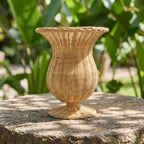 Natural Rattan Woven Vase for Dried Flowers, Decorative Wicker Flower Vase with Pedestal Base, Boho Farmhouse Home Decor-cc-091809